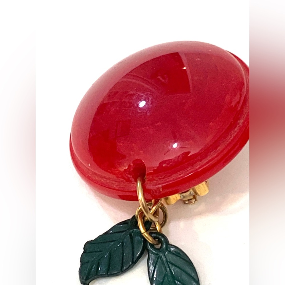 Bakelite Cherry Earrings - Jan Carlin - Picture 2 of 6